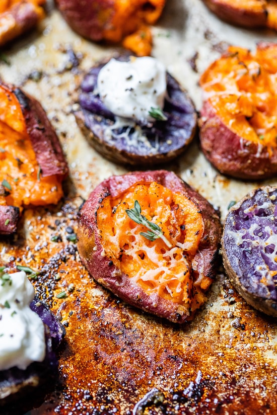 Savory Smashed Sweet Potatoes